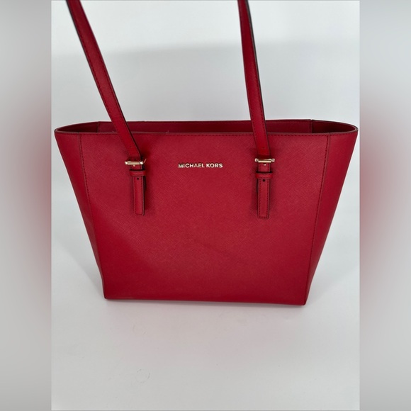 Michael Kors Saffiano red Leather Tote Bag - Picture 2 of 9